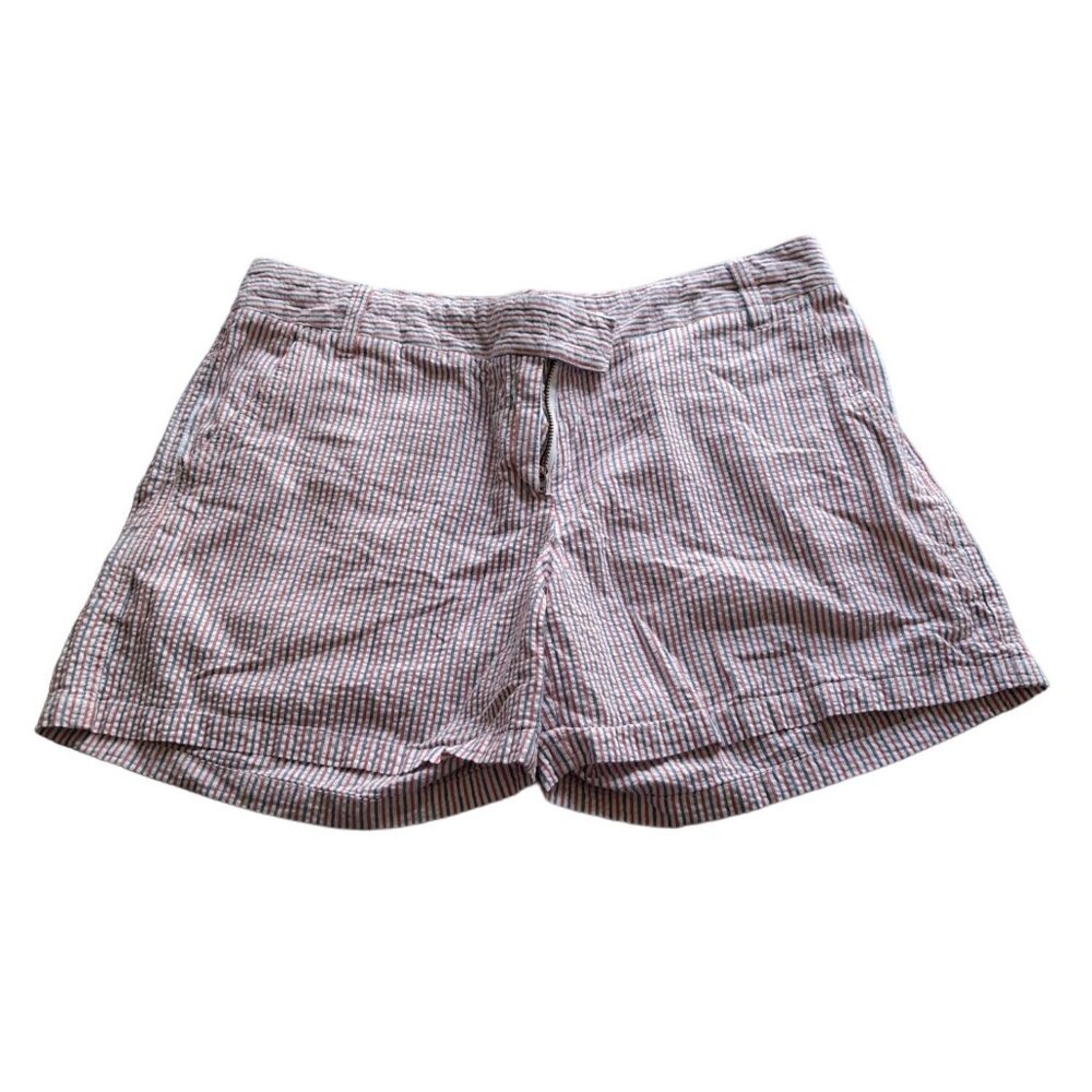 Castaway Nantucket Island Women Shorts Size 6 Striped Red Blue Seersucker Preppy